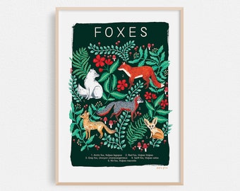 Fox Natural History Print // Animal Art // A4 or A3 Artists Print