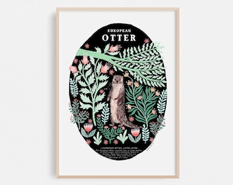 Otter Natural History, Animal Print, A4 or A3 Artists Print