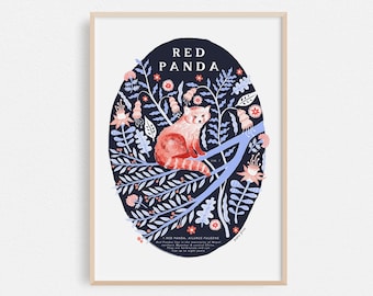 Red Panda Natural History // Animal Print // A4 or A3 Artists Print