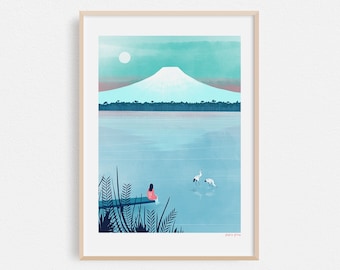 Mt. Fuji - Japan Travel Poster A4 or A3 Artists Print