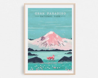 Parc national du Gran Paradiso Italie, Impression de voyage, Affiche européenne, Cadeau de pendaison de crémaillère, Décoration intérieure