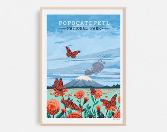 Parc national Popocatepetl Mexique, Impression de voyage, Affiche, Cadeau de pendaison de crémaillère, Décoration intérieure
