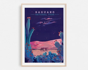 Parc national de Saguaro Amérique, Impression de voyage, Affiche des États-Unis, Cadeau de pendaison de crémaillère, Décoration intérieure