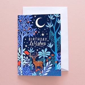 Greetings Card - Birthday Wishes Forest Stag Card