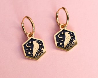 Mini Hexagon Crow Hoop Earrings