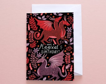 Greetings Card - Have a Magical Birthday Dragons Card