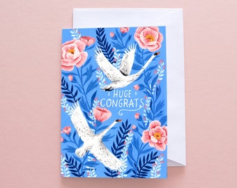 Greetings Card - Huge Congrats Swans Card