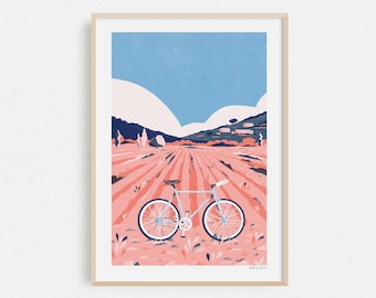 Country Ride - A4 or A3 Cycling Bike Artists Print