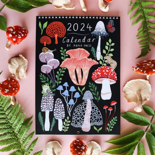 2024 Papio Press Illustrated Wall Calendar - Animals & Florals