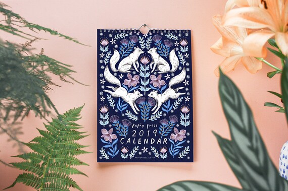 2019 Floral Creatures Wall Calendar