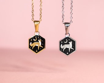Mini Hexagon Fox Pendant