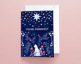 Greetings Card - You're Purrrfect Anniversary Valentine's Card