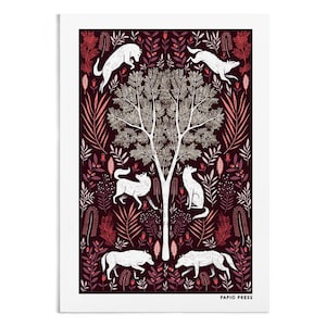 Folk Wolves, Animal Print, Wolf Wall Art, A4 or A3 Artists Print image 3