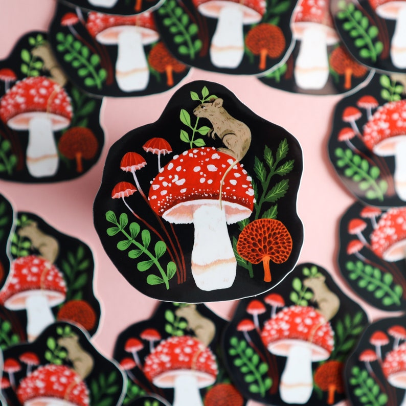 Mouse Mushroom Sticker, Car Laptop Decal image 1