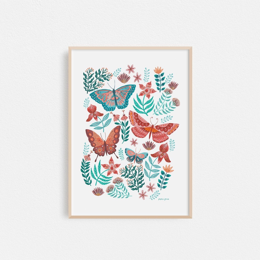 Butterfly Garden A4 or A3 Artists Print - Etsy