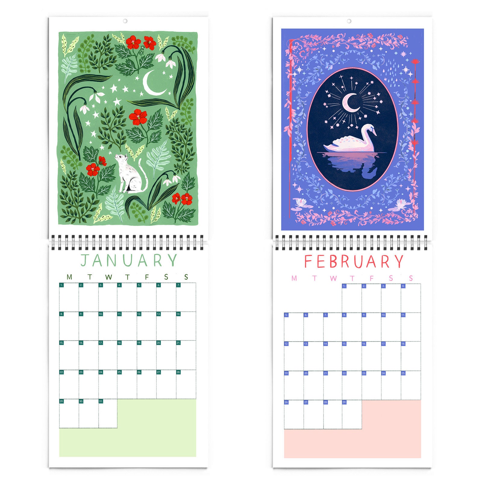 2024 Papio Press Illustrated Wall Calendar Animals & Florals sold by