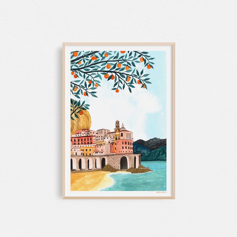 Amalfi Coast, Travel, Holiday Wall Art A4 or A3 Artists Print image 1