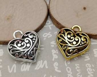 antique bronze silver color AM737 10pcs 12mm round match metal cameo cabochon base settings tray blank flower floral pendant drop charm