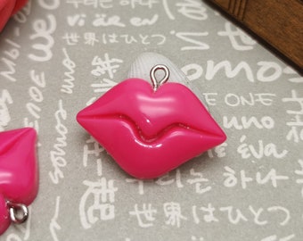 6/20 pieces plastic lip mouth pendant charm , resin handmade craft jewelry making DIY finding necklace earring decoration accessory , AP0477