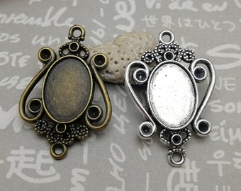 antique bronze silver color AM737 10pcs 12mm round match metal cameo cabochon base settings tray blank flower floral pendant drop charm