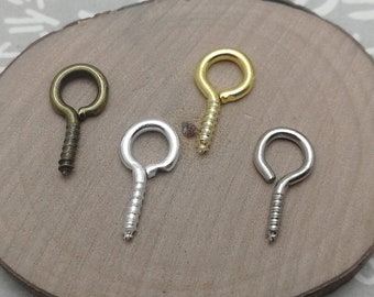 100/500 piezas 13 x 7 mm tornillo ojo gancho pasador para colgante de botella, ganchos de ojo broche de ojo gancho de ojo hallazgo oro plata color bronce antiguo AF0015