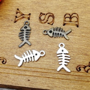 50/200 Pieces Metal Fishbone Fish Bone Pendant Necklace Earring ...