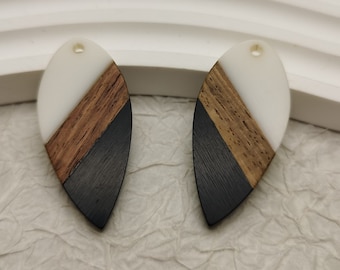 2/10/50 pieces Wood & Resin Earring Components Boho Charm , Plastic Teardrop Tear Drop Shape Earring Dangle Drop DIY Finding Pendant AW8011