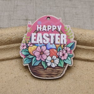 6/20/100 pieces Easter Egg Anemone Flower Wooden Pendant , Printed Painted Wood Craft Cutout Earring Dangle Teardrop Finding Charm , AW0554