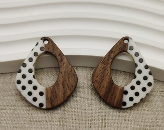 2/10/50 pieces Wood & Resin Earring Components Boho Charm , Plastic Teardrop Tear Drop Shape Earring Dangle Drop DIY Finding Pendant AW8018