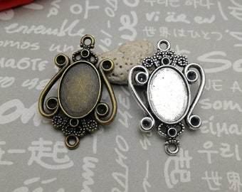 6/20 Pieces 14x10 MM Width Oval Match Metal Cameo Cabochon Base Settings Tray Crown Pendant Charm Finding Antique Bronze Silver Color AM0738