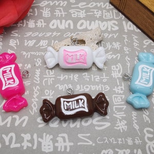 6/20 pieces plastic milk candy pendant charm , resin handmade craft jewelry making DIY finding necklace earring decoration accessory AP0701