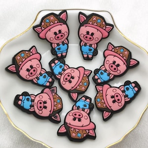 Cuentas de silicona con forma de cerdo de dibujos animados, cuentas focales para bolígrafo, pulsera, collar, llavero, cordón, cuentas de silicona, venta al por mayor, abalorios DIY AS0367