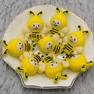 Silicone Bead Honeybee Honey Bee Hornet Focal Bead for Pen Bracelet Necklace Keychain Lanyard , Silicone Bead Bulk DIY Charm Finding AS1109