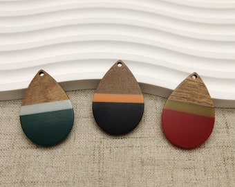 2/10/50 pieces Wood & Resin Earring Components Boho Charm , Plastic Teardrop Tear Drop Shape Earring Dangle Drop DIY Finding Pendant AW8026