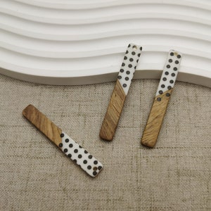 2/10/50 pieces Wood & Resin Earring Components Boho Charm Plastic Long Strip Bar Rectangle Shape Earring Dangle Drop Finding Pendant AW8020