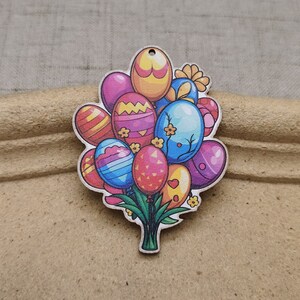 6/20/100 pieces Easter Egg Anemone Flower Wooden Pendant , Printed Painted Wood Craft Cutout Earring Dangle Teardrop Finding Charm , AW0556