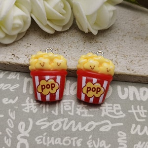 6/20 pieces plastic popcorn pendant charm , resin handmade craft jewelry making DIY finding necklace earring decoration accessory , AP1075