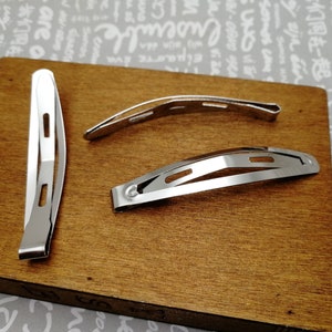 silver color 60 mm length metal snap hair clip , head clip hair accessory blanks hair pin handmade craft jewelry making DIY finding , AH0107