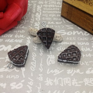 6/20 pieces plastic chocolate cream cake pendant charm , resin handmade jewelry DIY finding necklace earring decoration accessory , AP0449