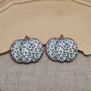 6/20/100 pcs Thanksgiving Pumpkin Wooden Pendant , Printed Painted Wood Craft , Wood Cutout Teardrop Earring Dangle Drop DIY Charm , AW0250