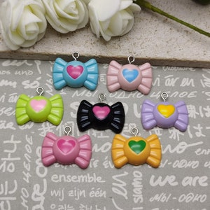 6/20 pieces plastic heart candy pendant charm , resin handmade jewelry making DIY finding necklace earring drop decoration accessory AP1033