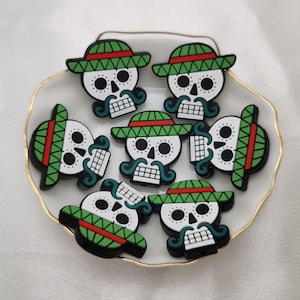 Silicone Bead Halloween Skull Skeleton Focal Bead for Pen Bracelet Necklace Keychain Lanyard , Silicone Bead Bulk DIY Charm Finding AS0182