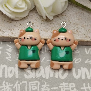 6/20 pieces plastic cat pendant charm , resin handmade craft jewelry making DIY finding necklace earring drop decoration accessory , AP0269