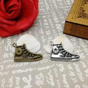 6/20 Pieces Metal star high canvas shoes Pendant Necklace Earring Keychain Charm Handmade Jewelry Finding Antique Bronze Silver Color AM0542