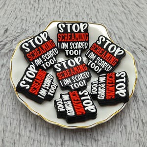 Silicone Bead Stop Screaming I Am Scared Too Focal Bead Charm Pen Finding AS1330