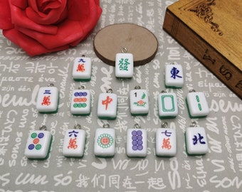 Breloque pendentif mahjong en plastique 6/20 pièces, fabrication de bijoux artisanaux faits main en résine, accessoire de décoration de collier, boucle d'oreille, AP0490