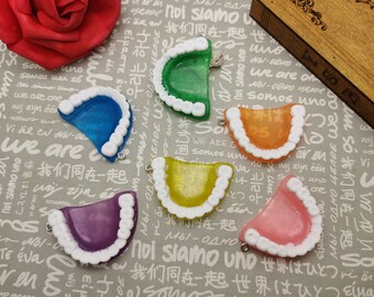 6/20 pieces plastic false teeth pendant charm , resin handmade craft jewelry making DIY finding necklace earring decoration accessory AP0199