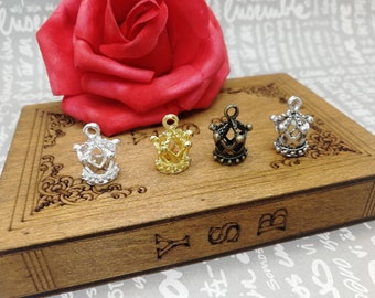 6/20 Pieces Metal imperial crown Pendant Necklace Earring Keychain Charm , Handmade Jewelry Finding Antique Bronze Silver Gold Color AM0479