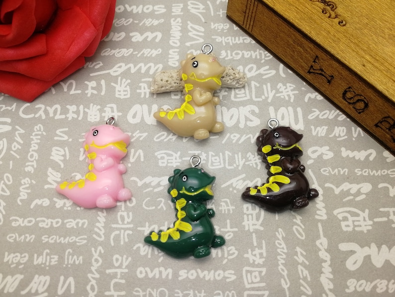AP376 resin acrylic handmade jewelry making DIY finding necklace earring decoration 15pcs plastic dinosaur brachiosaurus pendant charm