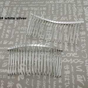 6/20/50 pieces 20 teeth metal hair wire comb headband blank , hair head band barrette clip accessory hairband wedding jewelry finding AH0023 4# white silver